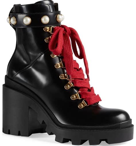 gucci pearl combat boots|gucci thigh high boots sale.